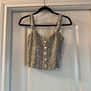Abercrombie & Fitch Floral Button-Up Crop Top